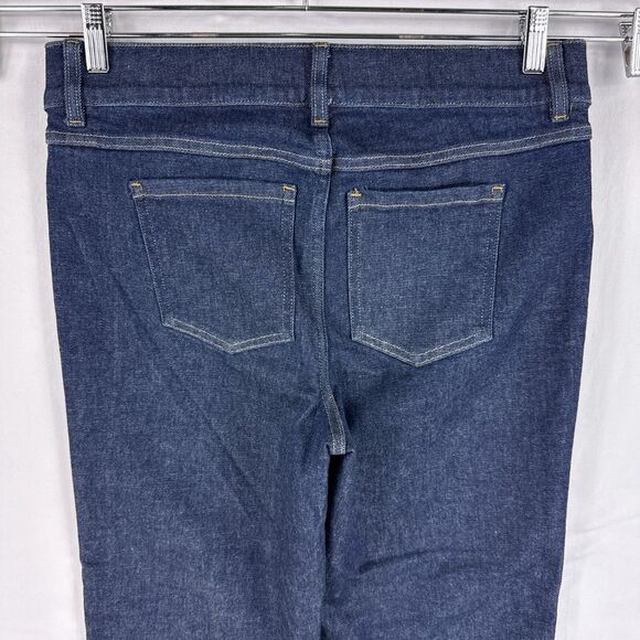 Spanx XL Cropped Kick Flare Jeans Raw Indigo Dark Blue Denim Pull On Stretch - Picture 4 of 11